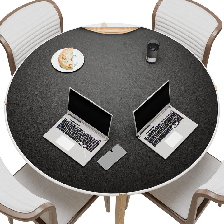 MAIDERN 106cm Runde Leder-Tischdecke mit integrierter Schnittlinie – Perfekt anpassbar für runde Tis