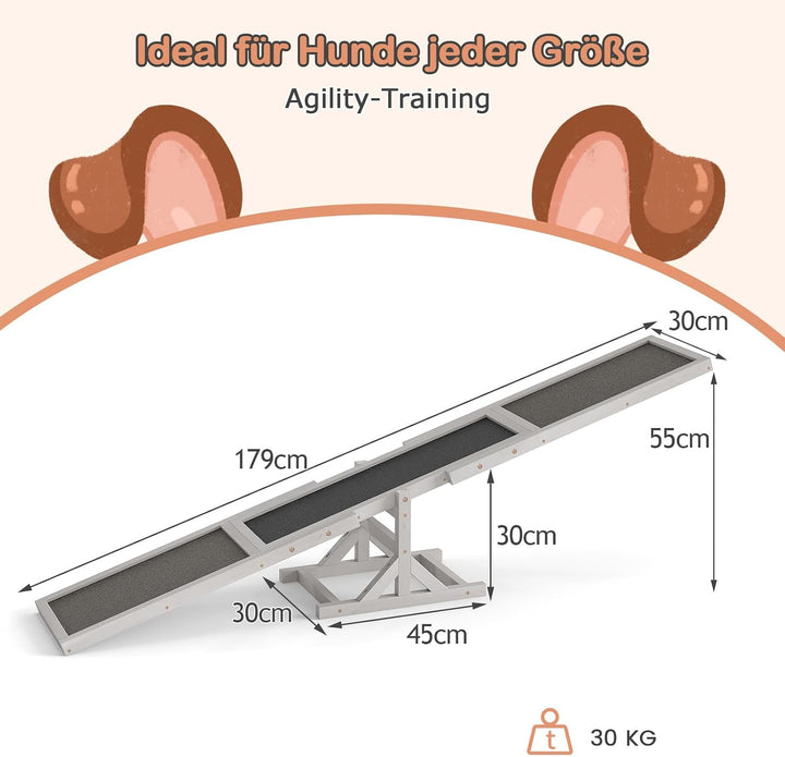 COSTWAY Hundewippe Holz, Hunde Agility Wippe, Outdoor Hundesport für Balance-Training, für kleine &amp;