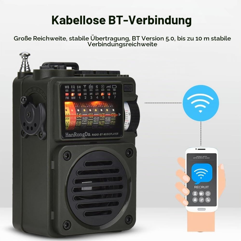DollaTek HRD-700 Taschen Retro Mini Radio mit 10 Bändern Bluetooth Digitaler wiederaufladbarer Musik