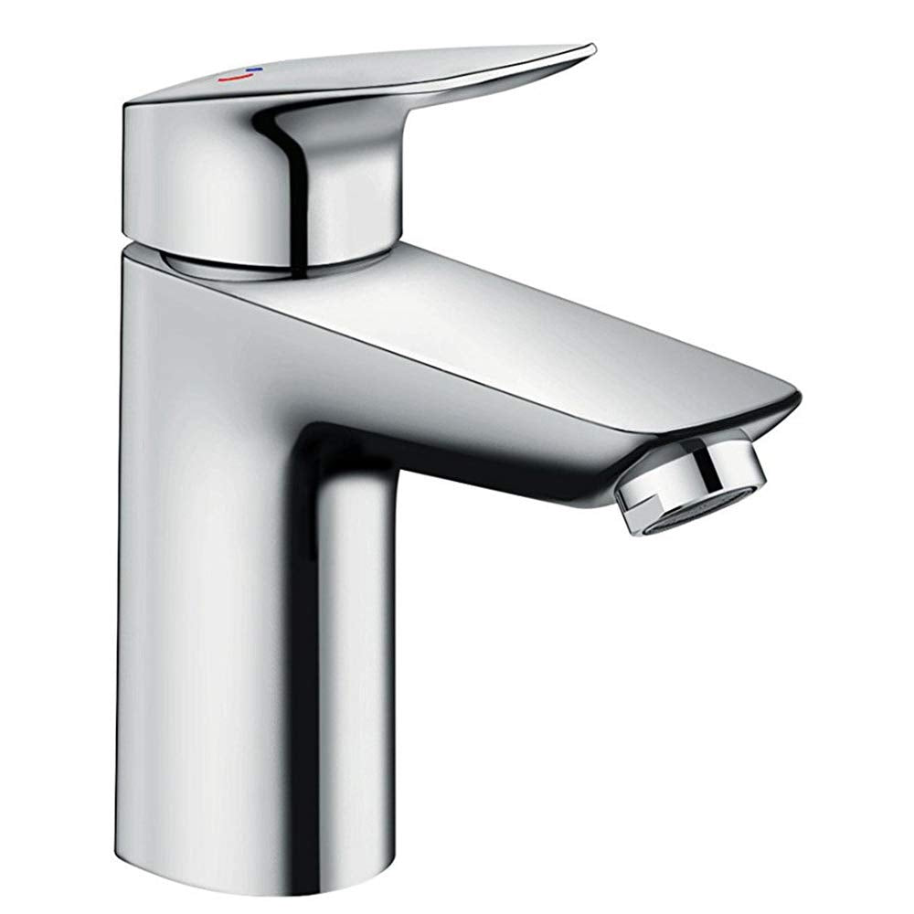 hansgrohe Wasserhahn Logis (Armatur mit Auslauf Höhe 100mm und Zugstangen Ablaufgarnitur) Chrom Chro