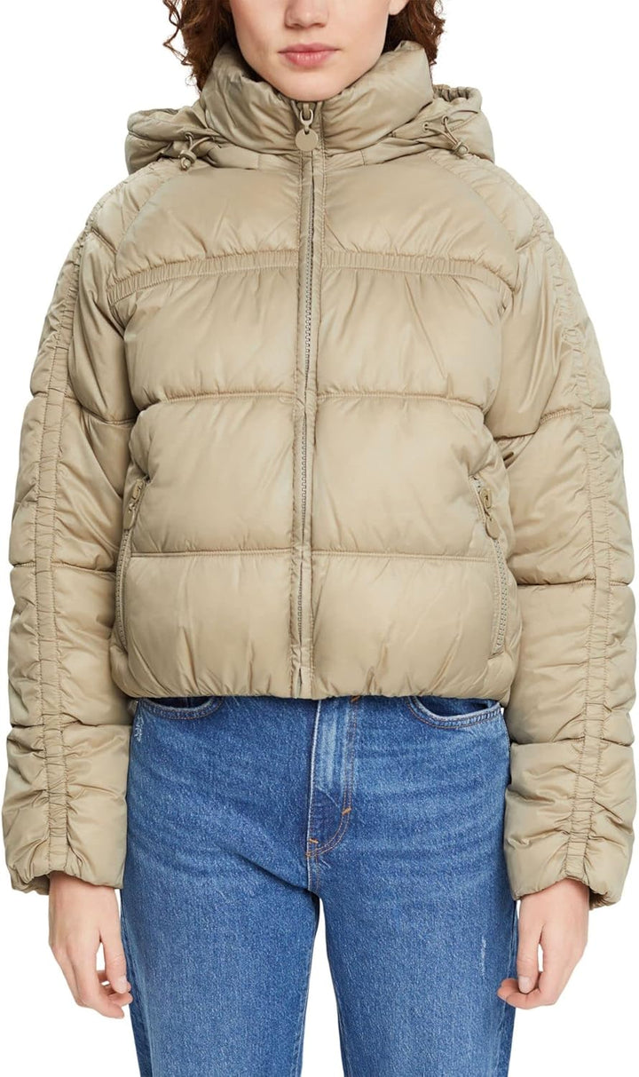 ESPRIT Stepp-Jacke mit abnehmbarer Kapuze XXS PALE KHAKI, XXS PALE KHAKI