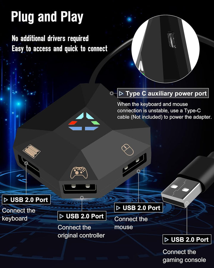 Joso Tastatur- und Mausadapter für NS Witch, Xbox One X/S, PS4, Switch Tastaturadapter zum Abspielen