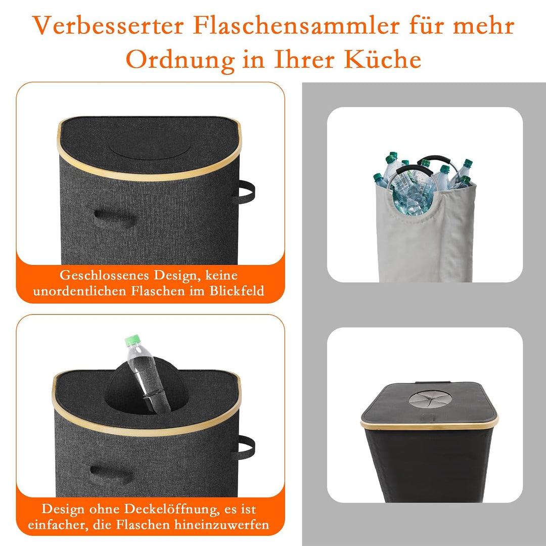 skelo Pfandflaschen Sammelbehälter mit Decke,101L Pfandflaschen Behälter, Pfandsammler Organizer and