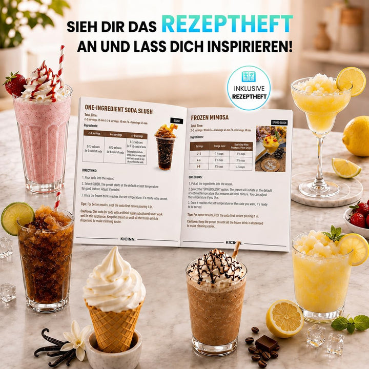 Slush-Maschine – Slush Puppy Maschine 1,6L, 6 Programme, Granita Maschine für Eiskaltgetränke, Timer