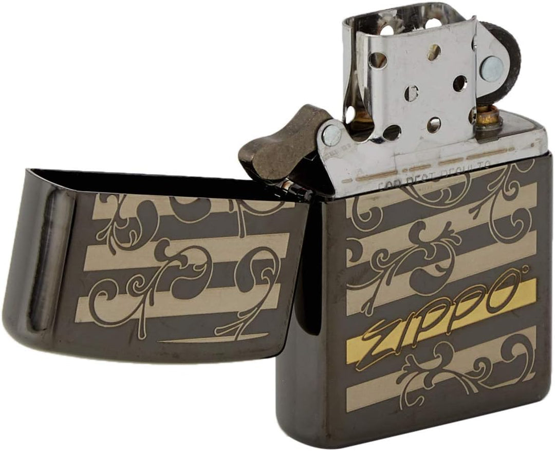 Zippo 60001857 Feuerzeuge, Messing, Black Ice, One High Polish Black, High Polish Black