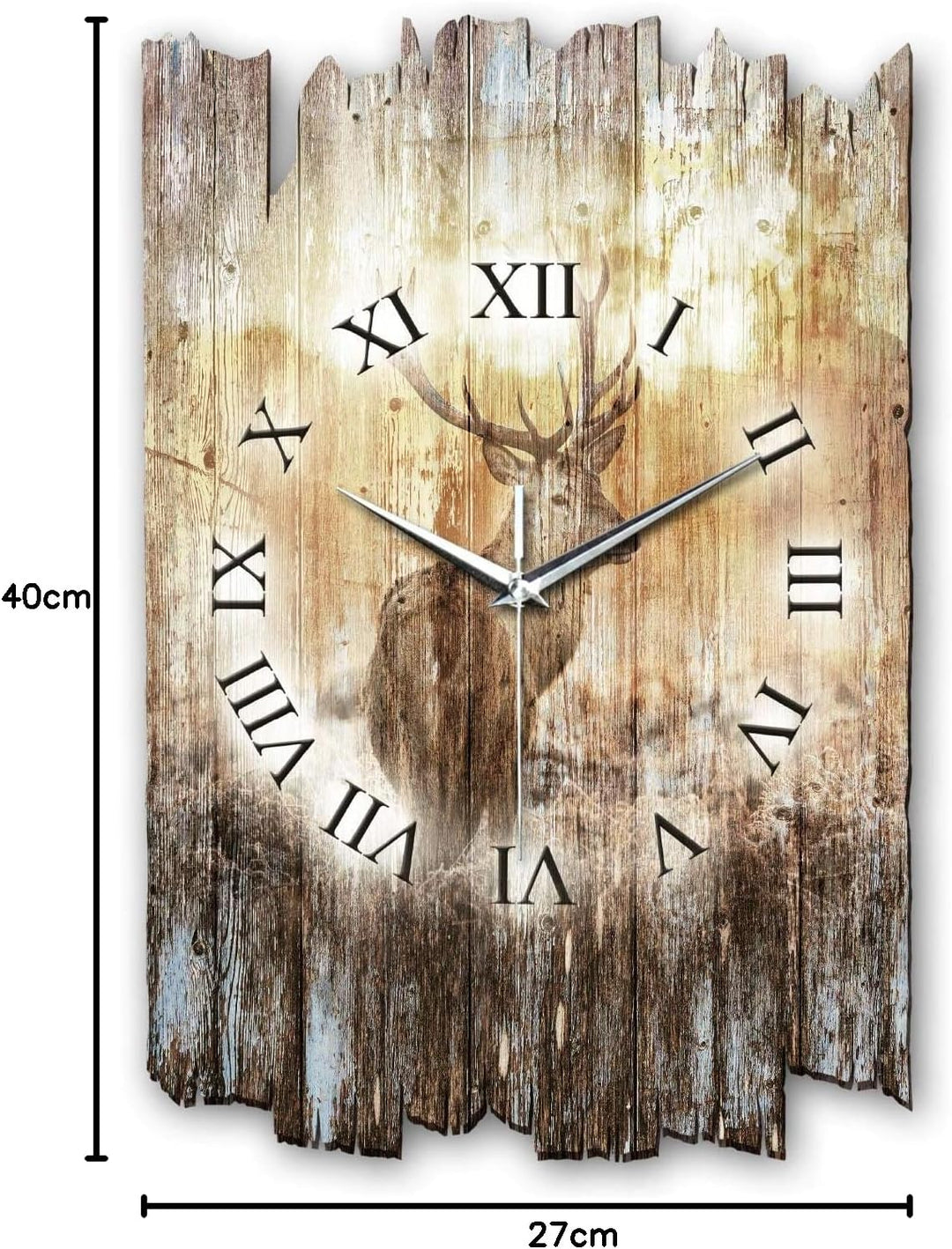 Kreative Feder Hirsch Shabby Style Designer Wanduhr Uhr aus Holz *Made in Germany leise ohne Ticken