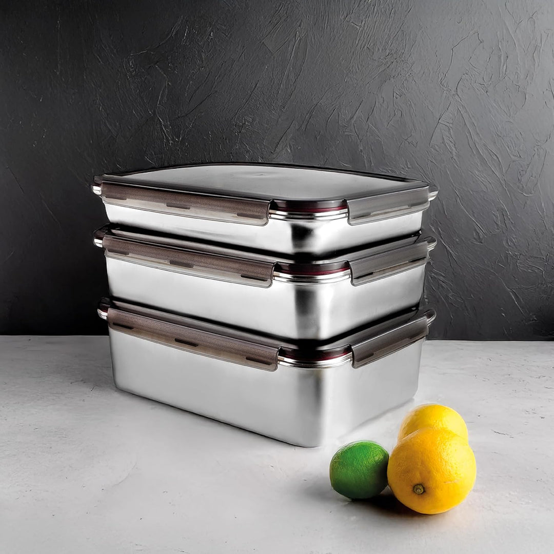 LACOR - 64674 - Ecoinox Pro Luftdichtes Tupper, 3,5 L, Edelstahl 18/10 mit Polypropylen-Deckel, Luft