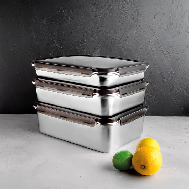 LACOR - 64674 - Ecoinox Pro Luftdichtes Tupper, 3,5 L, Edelstahl 18/10 mit Polypropylen-Deckel, Luft