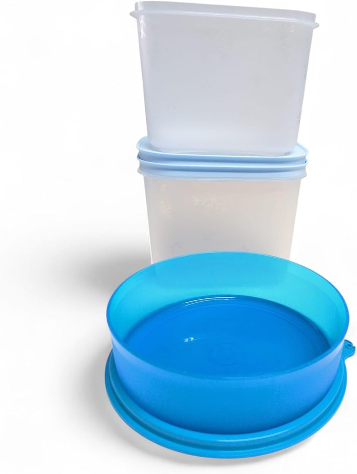 Tupperware 2 Stück Gefrierbehälter 1,1 Liter Eiskristall Vorrat Modular Kühlschrank System 1100ml he