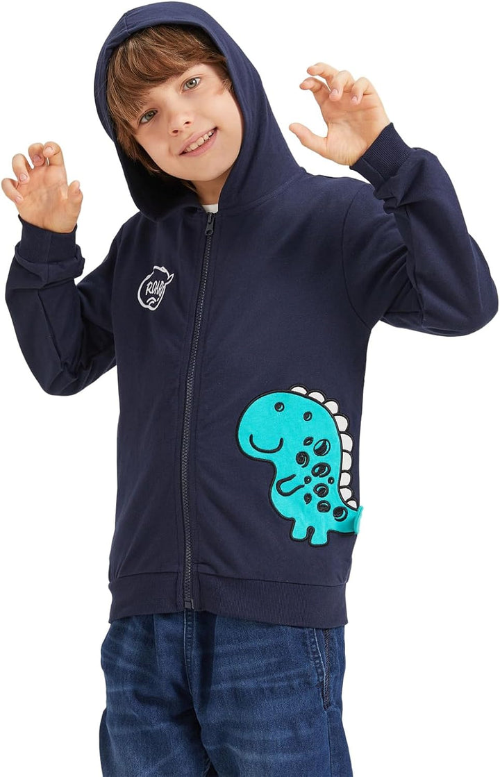 Alleen Jungen Sweatjacke Hoodie Langarm Baumwolle Kinder Pullover Dino Kapuzenpullover Jacke mit Kap