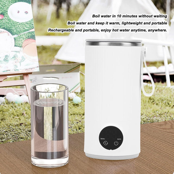 Akku-Wasserkocher, Reise-Wasserkocher, Kabellos, 6000 MAh, Wiederaufladbar, 400 Ml, 55 °C, Edelstahl