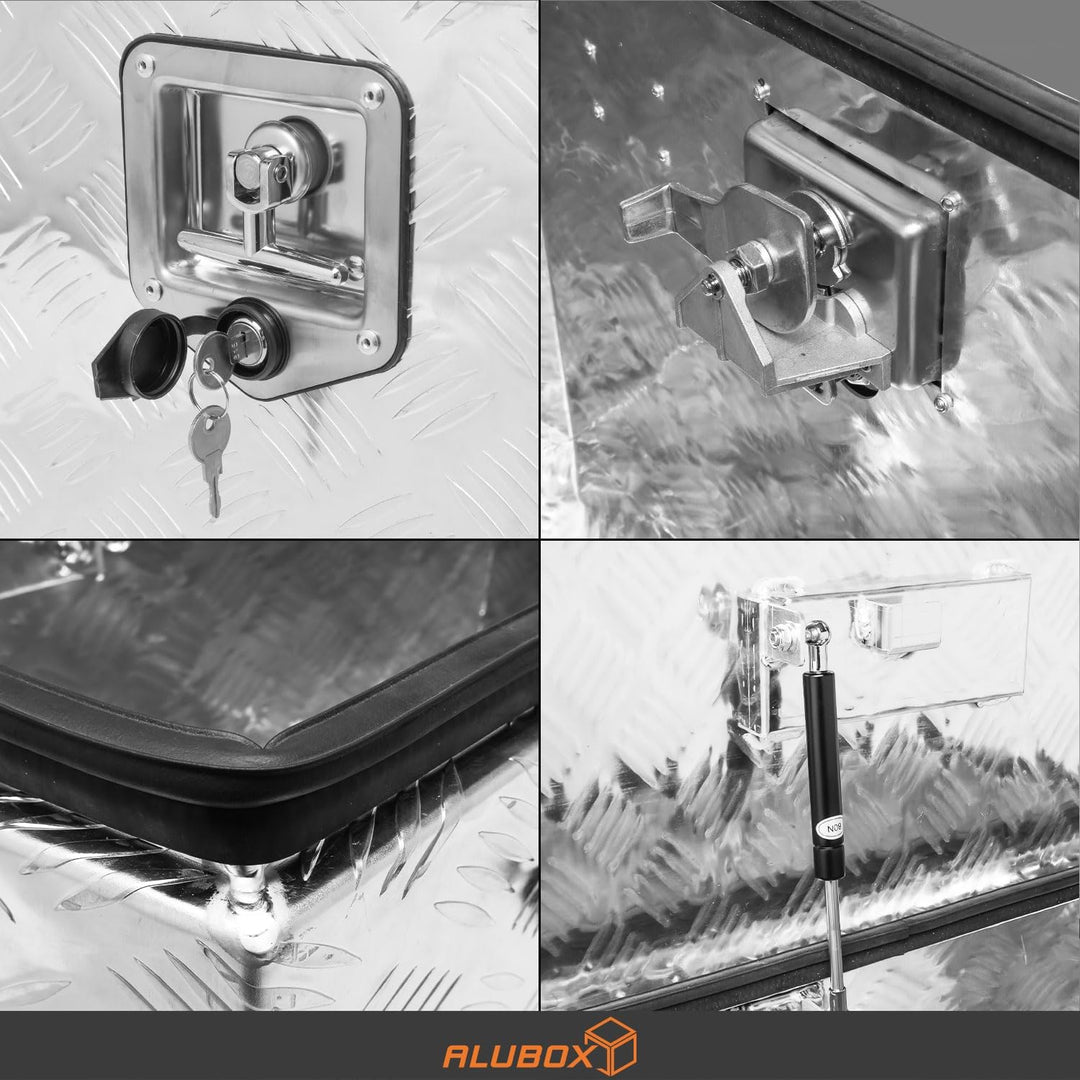 ALUBOX Riffelblech Deichselbox XL für PKW Anhänger - Anhängerbox 1,5 mm Aluminium 72/60 x 46 x 39 cm