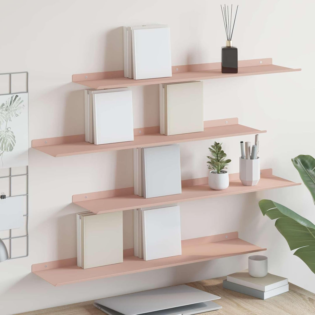 vidaXL Schwebendes Regal 4 pcs Rosa 80 x 18 x 2,5 cm Stahl, Wohnzimmeraufbewahrung, Stilvolle Wandre