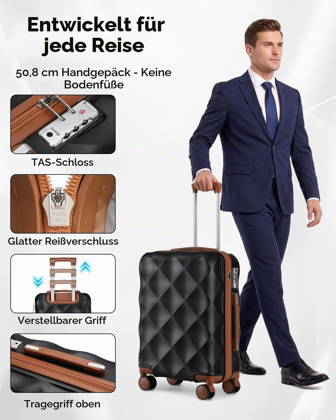 Sea choice Hardschalen Trolley Koffer Set 5tlg. Zwillingsrollen Reisekoffer Enthält 1 Reisetasche un