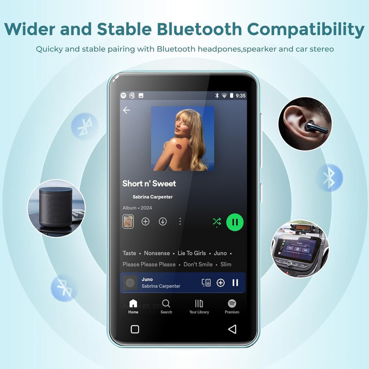 innioasis 16 GB MP3-Player mit Bluetooth und WLAN, MP3-Player, Apple Music, 4 Zoll Touchscreen, Andr
