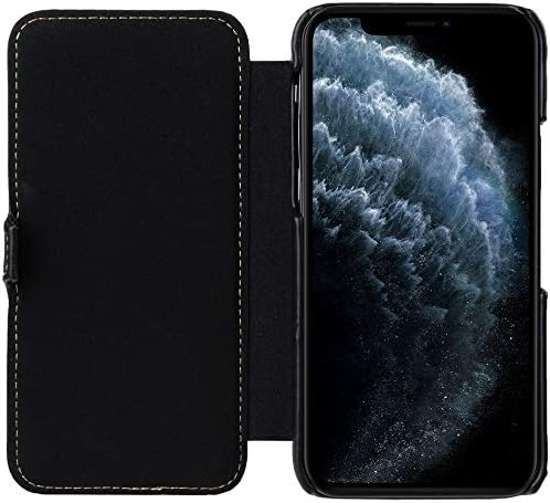 STILGUT Book Case kompatibel mit iPhone 12 Pro Max (6.7“) Hülle aus Leder mit Clip-Verschluss, Klapp