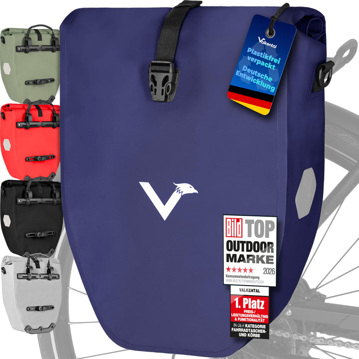 Valkental - Grosse &amp; wasserdichte Gepäckträgertasche - 28L Füllvolumen - Fahrradtasche für Gepäckträ