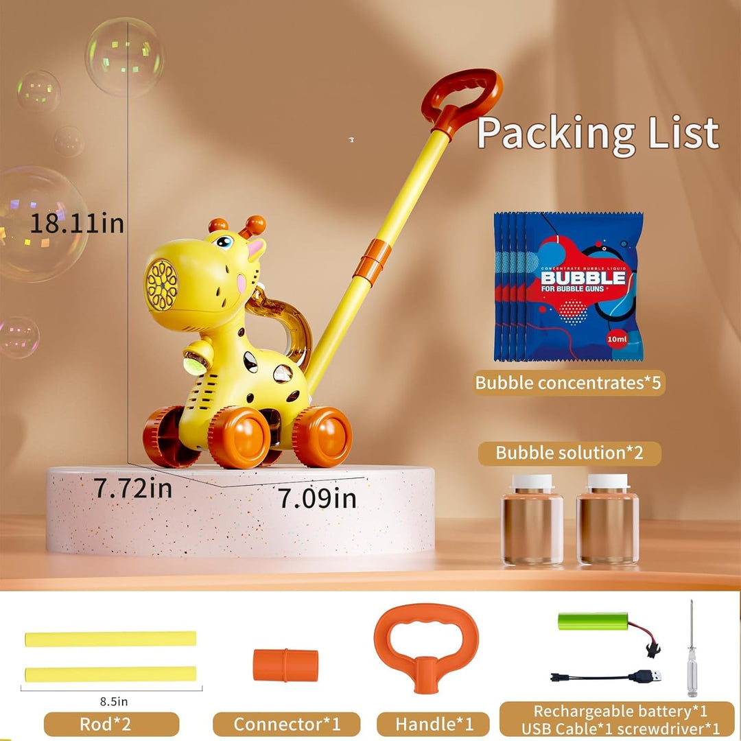 TOY PLAYER Giraffen-Bläschen-Rasenmäher für Kleinkinder, automatische Blasenmaschine für Kinder, Som