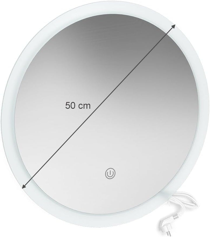 Vicco Badezimmerspiegel, Weiss, 50 x 50 cm Rund 50 cm Durchmesser, 50 cm Durchmesser