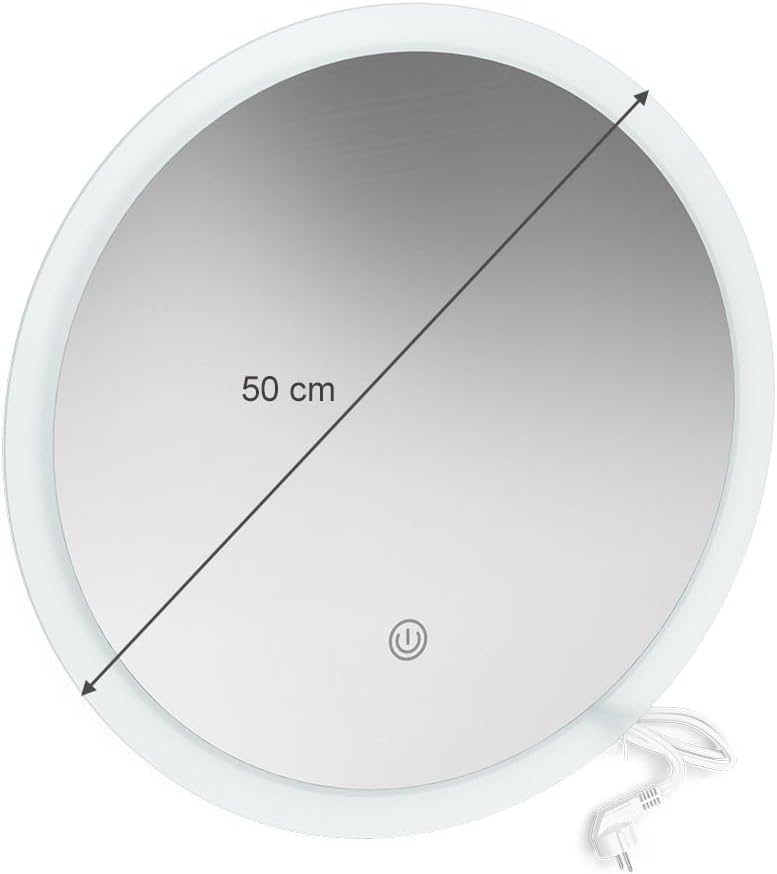 Vicco Badezimmerspiegel, Weiss, 50 x 50 cm Rund 50 cm Durchmesser, 50 cm Durchmesser