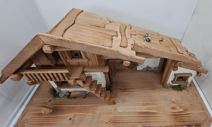 Weihnachtskrippe- Krippe Krippenstall Weihnachten-Weihnachtskrippe mit Figuren (K1F)