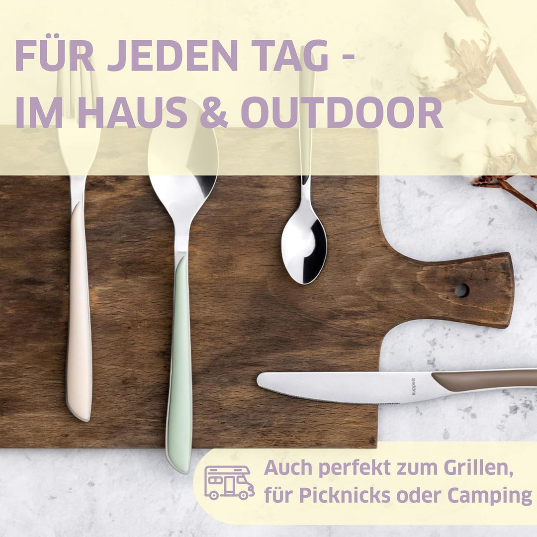 Kuppels PRISMA Besteck Set aus Edelstahl matt, Essbesteck 44-teilig, für 6 Personen, hochwertige Kun