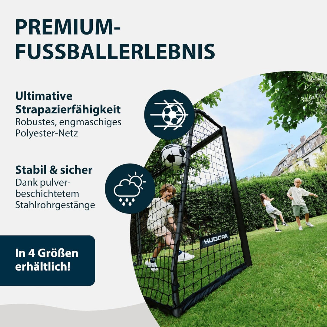 HUDORA Fussballtor Advanced – Outdoor Fussballtor mit robustem Stahlrahmen und wetterfestem Netz – s