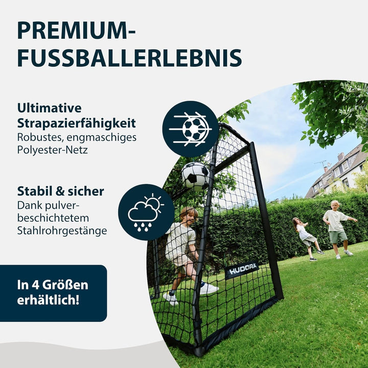 HUDORA Fussballtor Advanced – Outdoor Fussballtor mit robustem Stahlrahmen und wetterfestem Netz – s