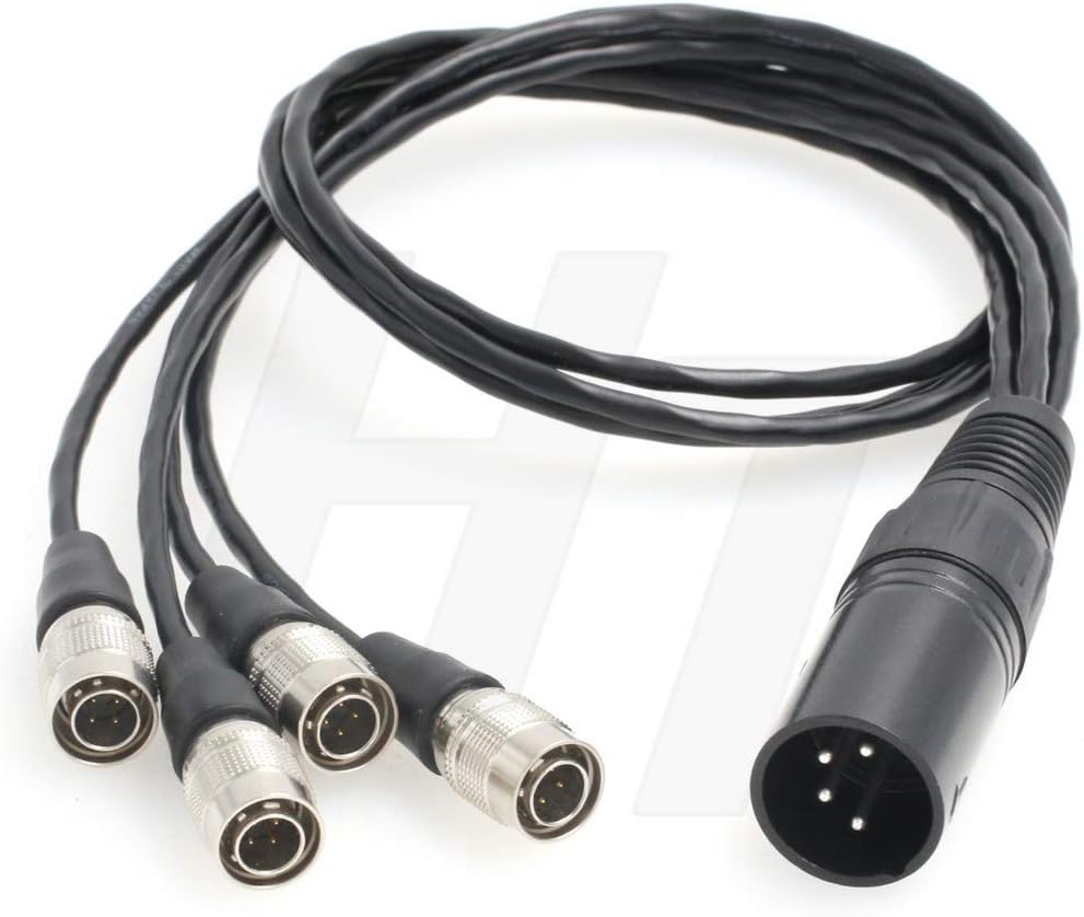 Y-Splitter Stromkabel XLR 4 Pin auf 4 x Hirose 4 Pin Stecker für Soundgeräte 688 664 Zoom F8