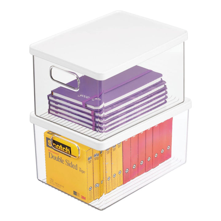 mDesign 2er-Set Schreibtischablage für Stifte, Notizzettel usw. – Aufbewahrungsbox mit Griffen und D