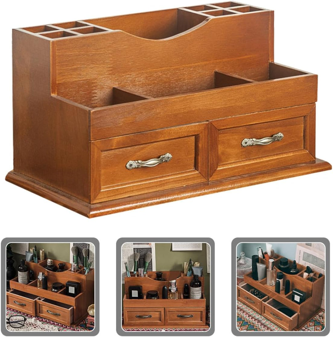 Tofficu Schmuckaufbewahrung Vintage Holz mit 2-fach Schublade Grosse Kapazität Flexible Aufbewahrung