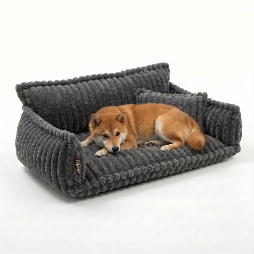 Hundesofa Chaffar Hundebett | Orthopädische Matratze | Moderner Stil | Cord-Design Grössen (Kohle, X
