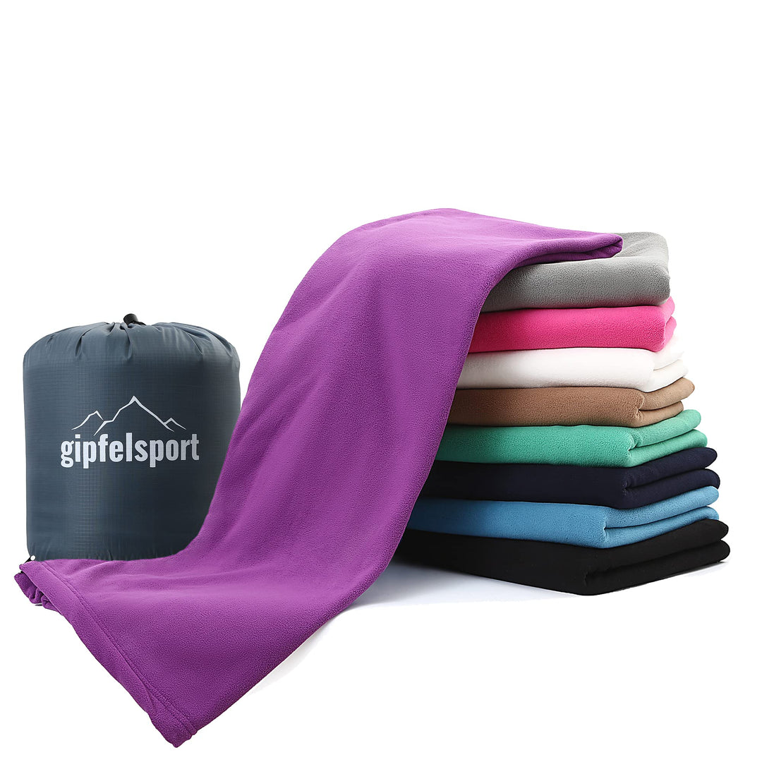 gipfelsport Mikrofaser Fleece Decke mit Schlafsackfunktion I Grösse 185 x 150cm, ca. 690 g I Microfa
