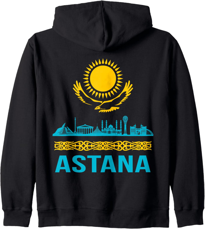 Astana, Kasachstan, Kasachstan-Flagge, Flagge von Kasachstan. Kapuzenjacke