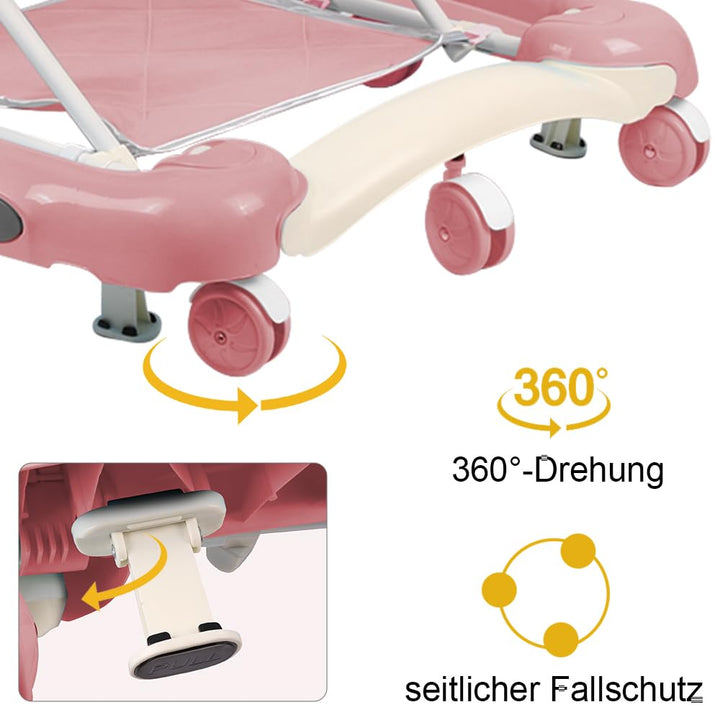 5-in-1 Lauflernhilfe für Babys, mit verstellbaren Höhen, Gehfrei Babywalker ab 6 Monate, bis zu 25 k