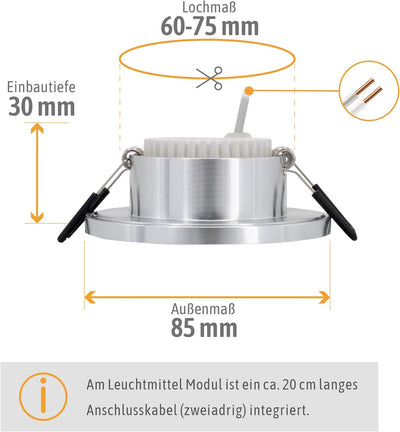 SSC-LUXon BEDA Deckeneinbaustrahler LED dimmbar Set mit LED wechselbar 5W neutralweiss - 3er Pack Ba