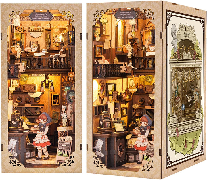 CUTEBEE DIY Book Nook Kit,Puppenhaus Miniatur Haus mit Möbeln and Staubschutz, Booknook Miniature Ho