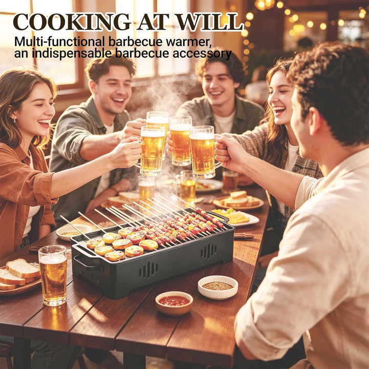 Warmhalteplatte fürs Grillen, BBQ Warmhalteplatte Teelicht, Warmhaltebehälter für Essen & Grillgut,