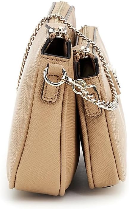 Guess Noelle Dbl Pouch Crossbody Bag Beige, Beige