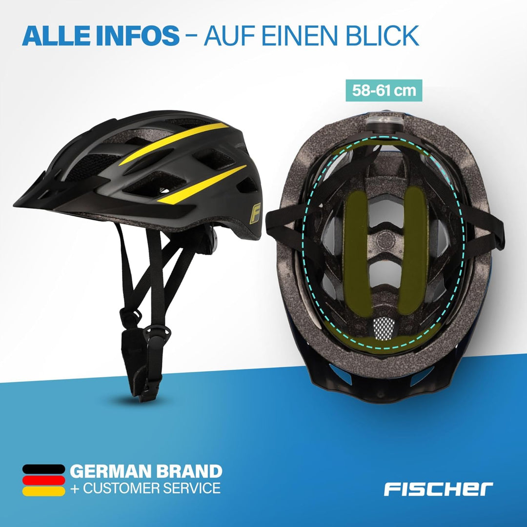 FISCHER Unisex – Erwachsene Urban Lano Fahrradhelm L/XL, 58-61 cm Schwarz-Gelb, L/XL, 58-61 cm Schwa