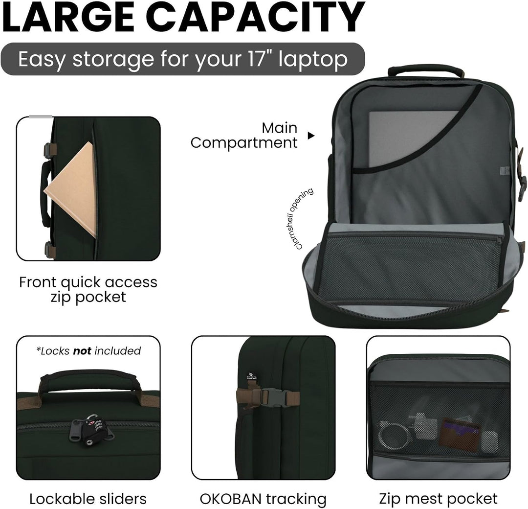 Cabin Zero Zaino Cabina 55 cm Con Spallacci Classic 44L CZ061801-Black Sand, Blau, Grösse Kabine, Ze