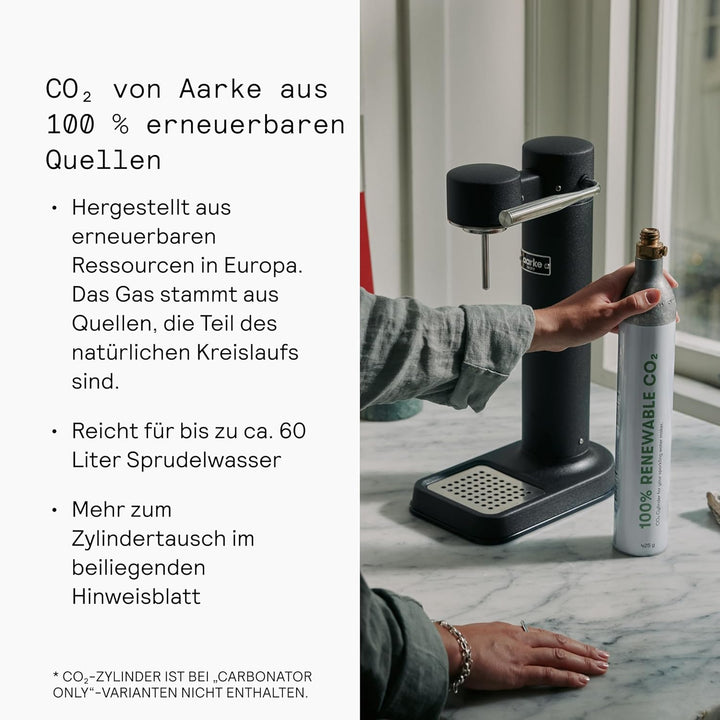 Aarke Carbonator 3 Wassersprudler mit Aarke Flasche, Mattschwarz, Mattschwarz
