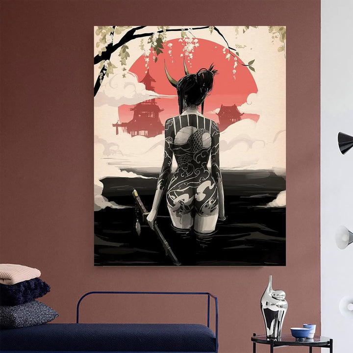 LYBOHO Japanisch Frau Poster Bilder Leinwand Wandkunst Leinwandbilder Kunstdrucke Wohnzimmer Wanddek