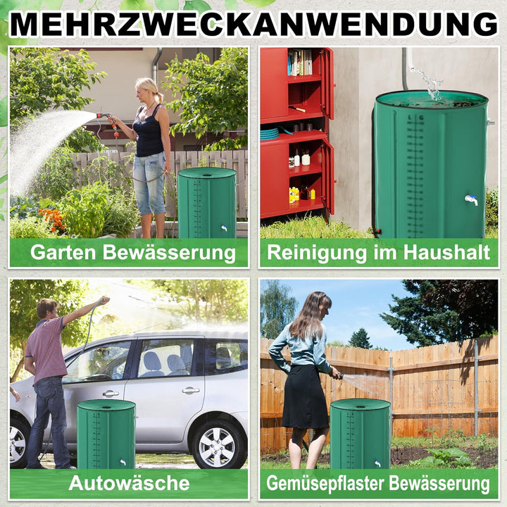NAIZY Regentonne 750 Liter Regenwassertonne Zusammenklappbar Regenwassertank mit Regenfass PVC Schut
