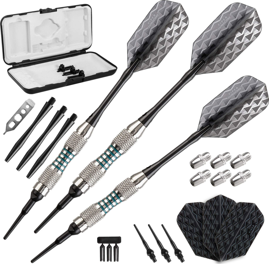 Viper Bobcat Dartpfeile mit weicher Spitze, verstellbar, mit Aufbewahrungs-/Reiseetui Nickel-Silber-