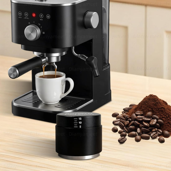 Espresso Tamper 53mm, 3-in-1 Kaffeeverteiler mit WDT Werkzeug, Einstellbare Tiefe Kaffeestempel mit