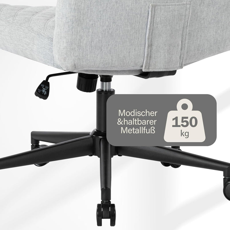 Fantasylab Bürostuhl Ohne Armlehnen,Home Office Stuhl mit Räder,Heavy Duty Metallbasis,120°Schaukeln