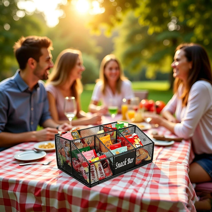 Metall Snack Organizer Küche mit 5 Fächern Schwarz Snackbox Aufbewahrung