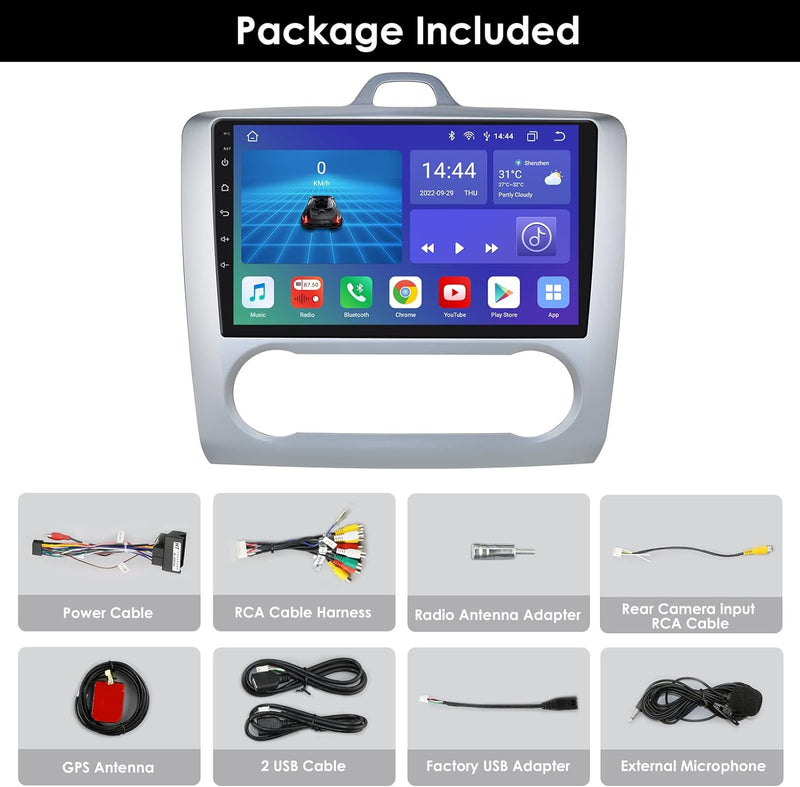 Android 12 9" Autoradio für Ford Focus Exi at 2004-2011, 4+32GB Bluetooth Auto Stereo GPS Navigation