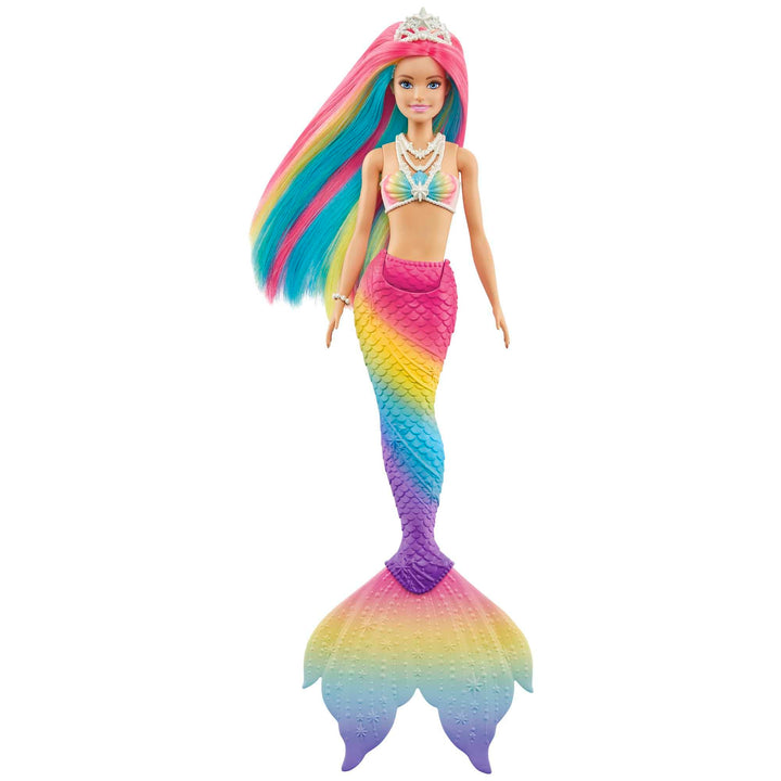 Barbie Dreamtopia Rainbow Magic Mermaid, Barbie Meerjungfrau mit Regenbogenhaaren, Farbwechselpuppe